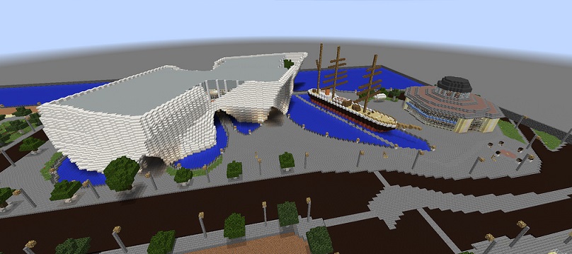 Minecraft model of Dundee Waterfront